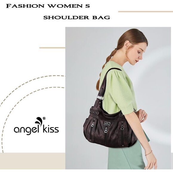 Versatile Faux Leather Hobo Satchel with Adjustable Strap - 3 Carrying Styles - Picture 2 of 6